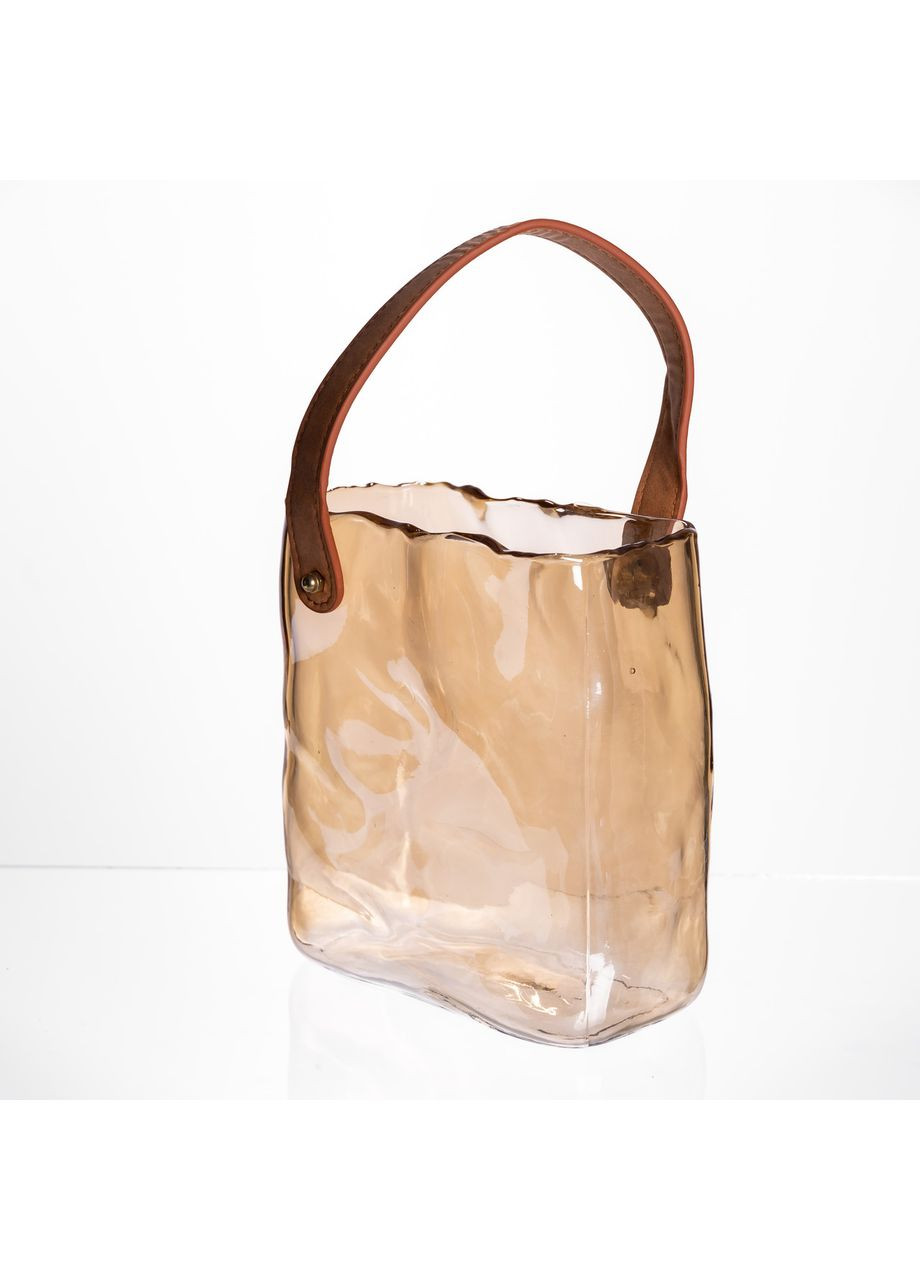 Стеклянная ваза сумочка с ручкой коричневая для цветов 2 л декор для интерьера цветочный горшок Yiwu (370432348)