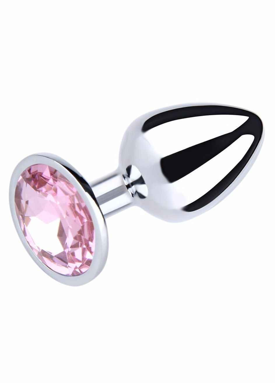 Анальна пробка S 2.8 см металева з каменем Swaronski Crystal Plug медична сталь Рожевий No Brand (303889463)