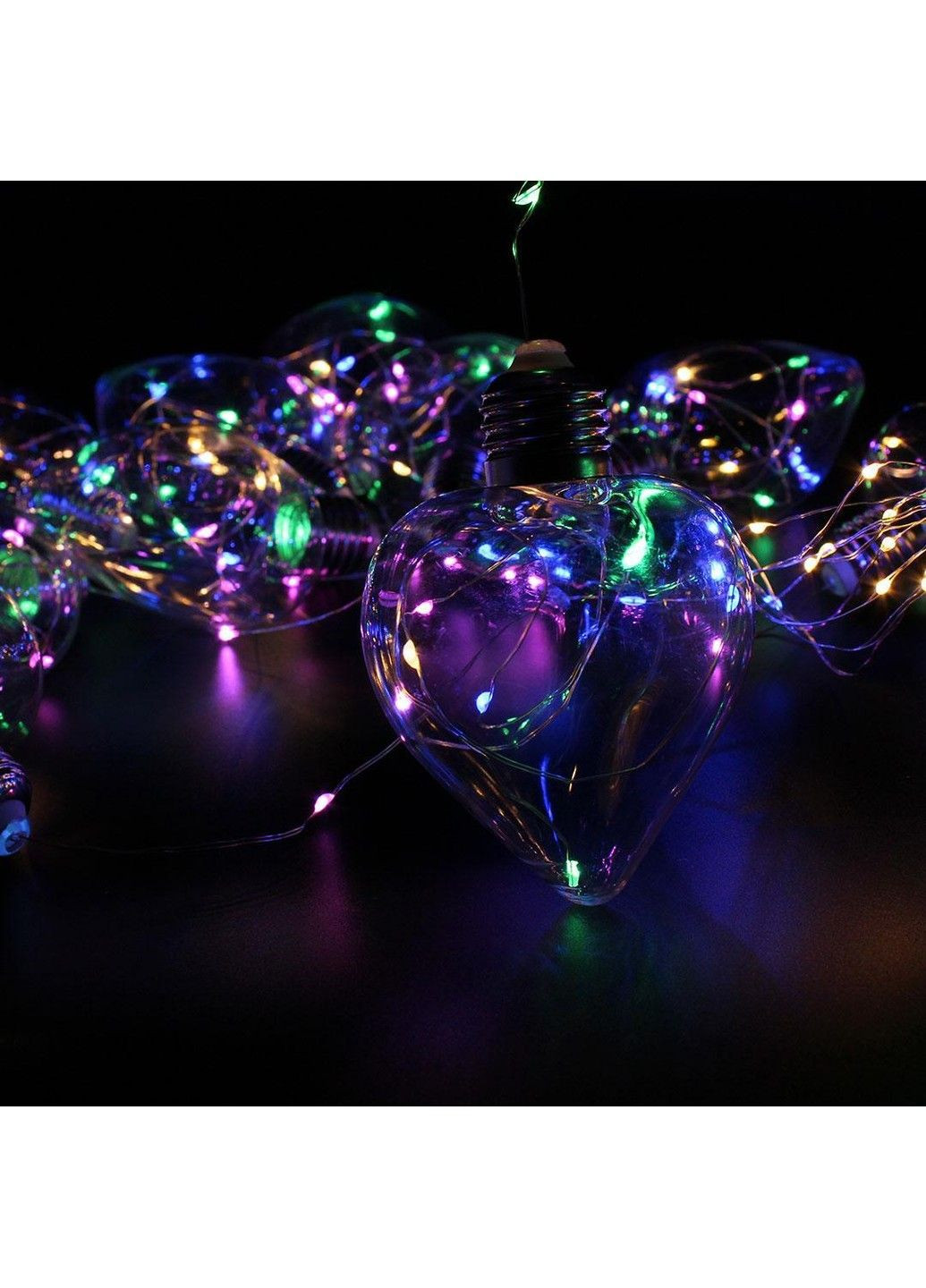 Гирлянда штора лампочки Сердце 3х1.5м 150 лед (10 нитей по 8 см) медный провод Мульти No Brand (331639770)