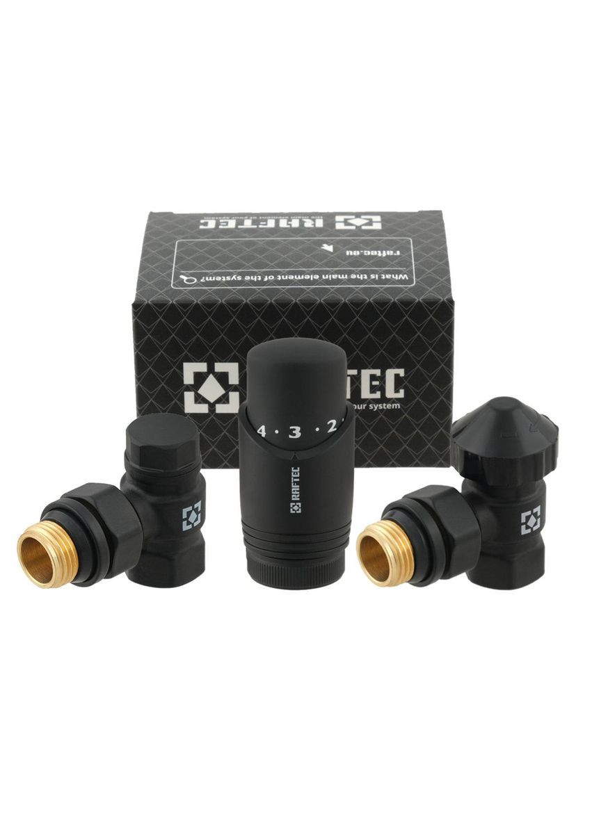 Комплект для підключення радіатора кутовий BLACK термостатичний 1/2" DKTU11-B Raftec (361446933)