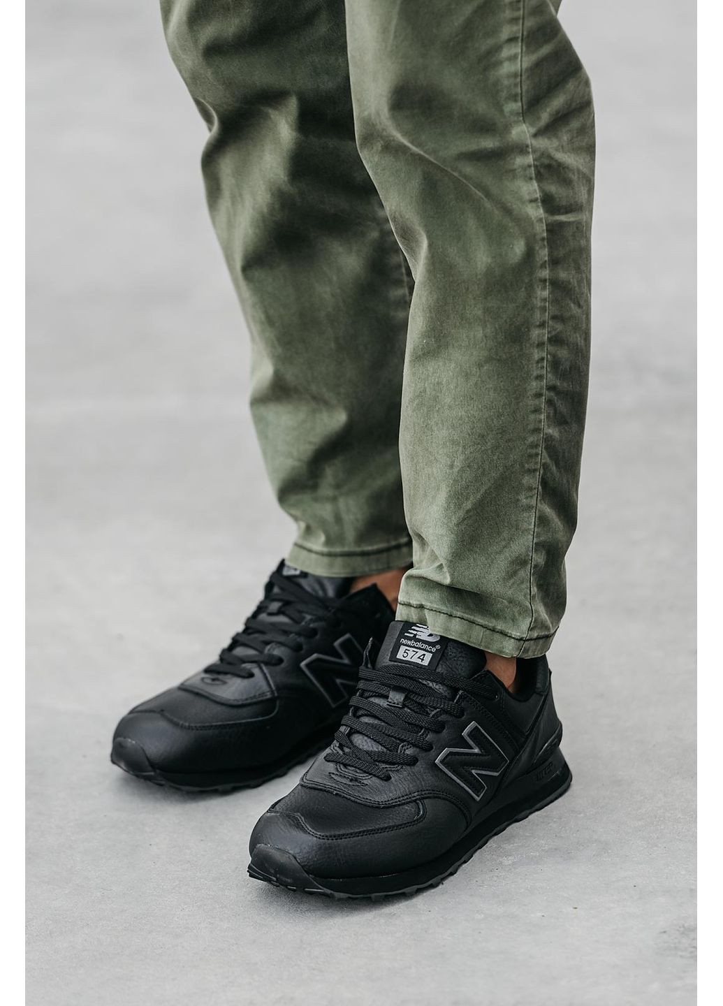Черные демисезонные кроссовки мужские new balance 574 full black нью беланс 574 No Brand