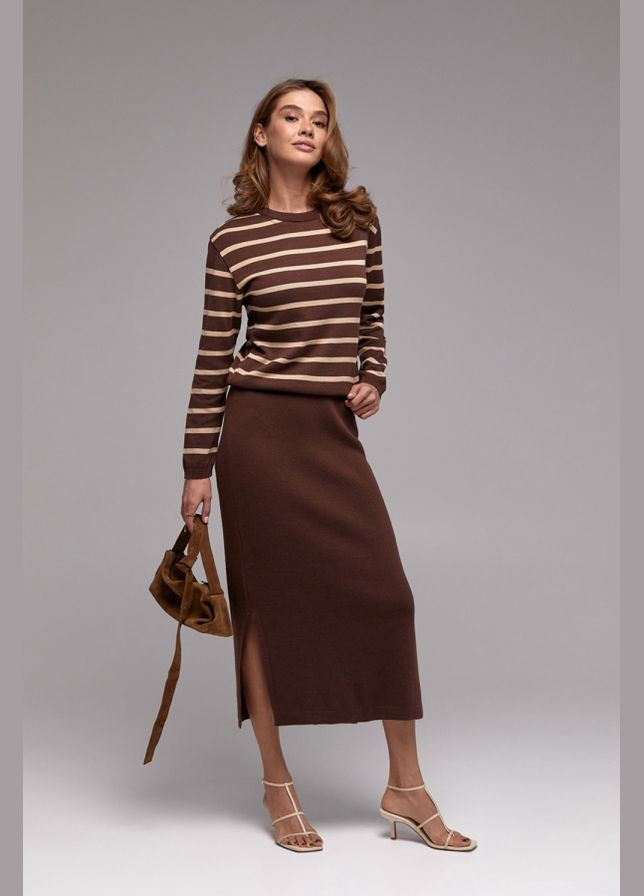 Коричневий демісезонний джемпер у смужку з віскози та бамбука (2800) Triko Bakh