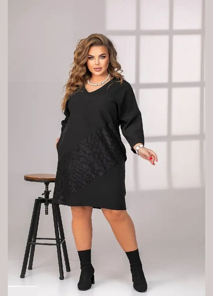 Чорна кежуал плаття жіноче hd-3802 чорний, 54-56 Sofia
