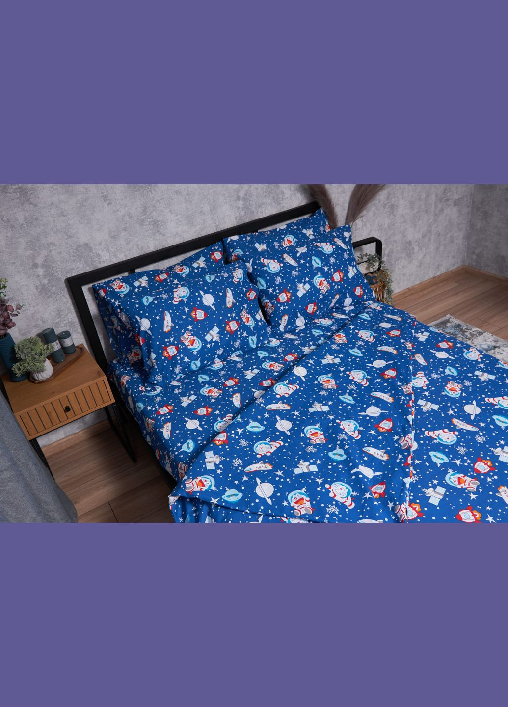 Комплект постельного белья Бязь Gold Люкс «» семейный 160х220х2 наволочки 2х50х70 (MS-820001769) Moon&Star Space Cats (285717572)