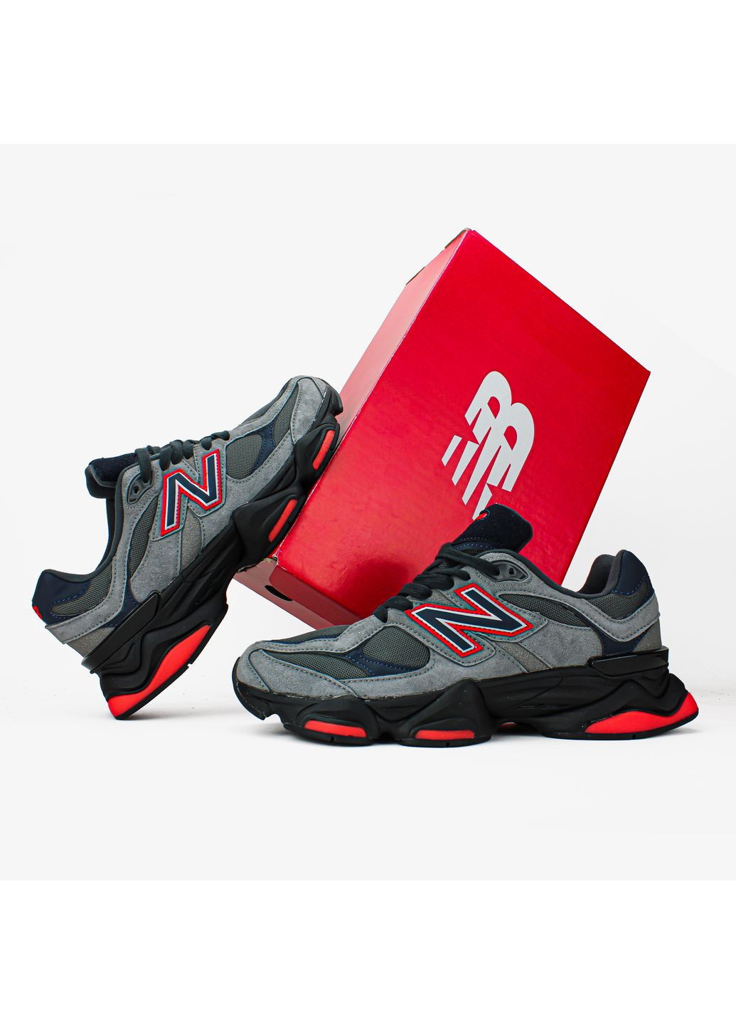 Сірі Осінні кросівки чоловічі і жіночі new balance 9060 grey black blue orange | нью беланс 9060 сірі No Brand