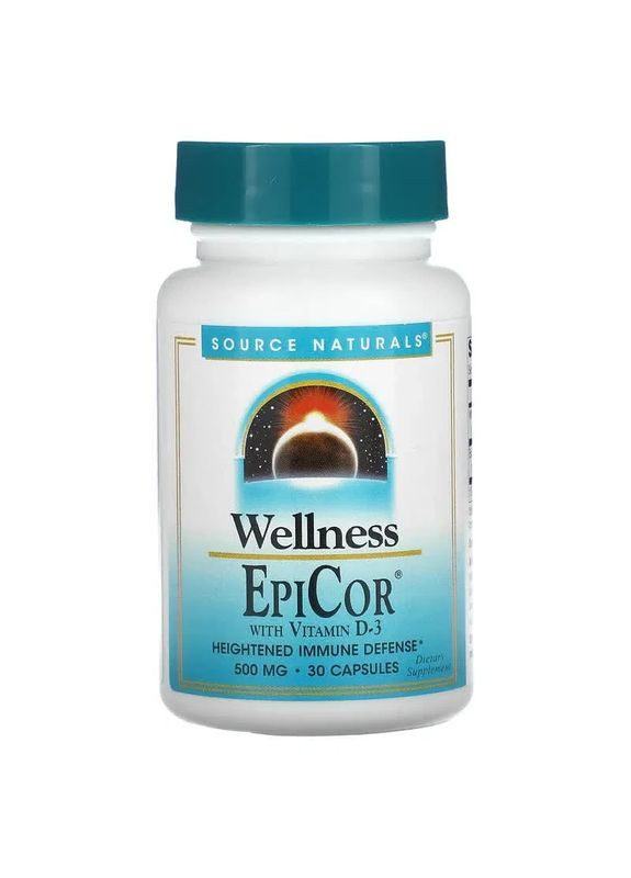 Епікор + вітамін Д3 EpiCor 500 мг 30 капсул Source Naturals (361114532)