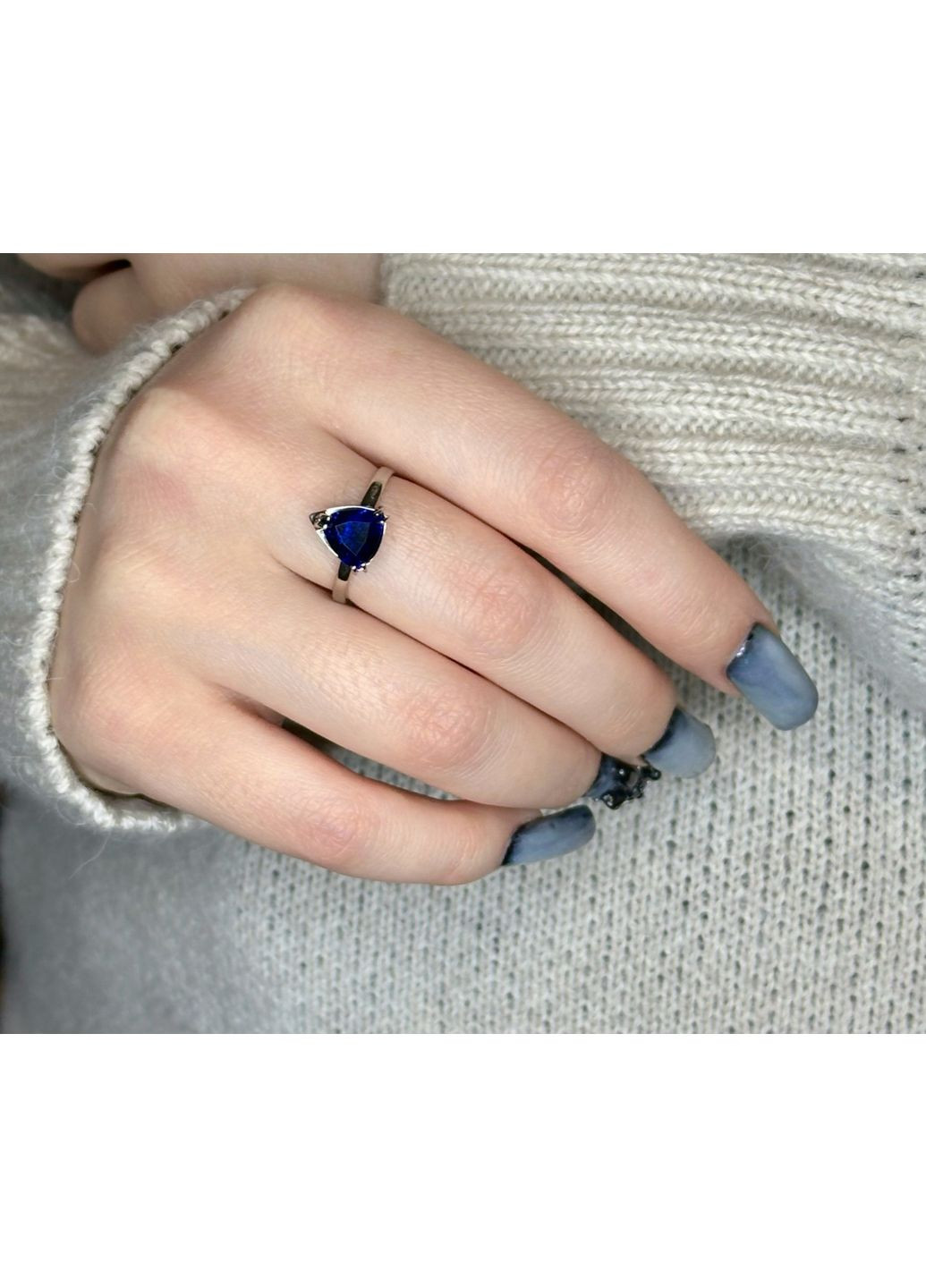 Срібна каблучка "Синя глибина" з альпінітом 925 проби покрита родієм💙 Family Jewelry House (356567800)