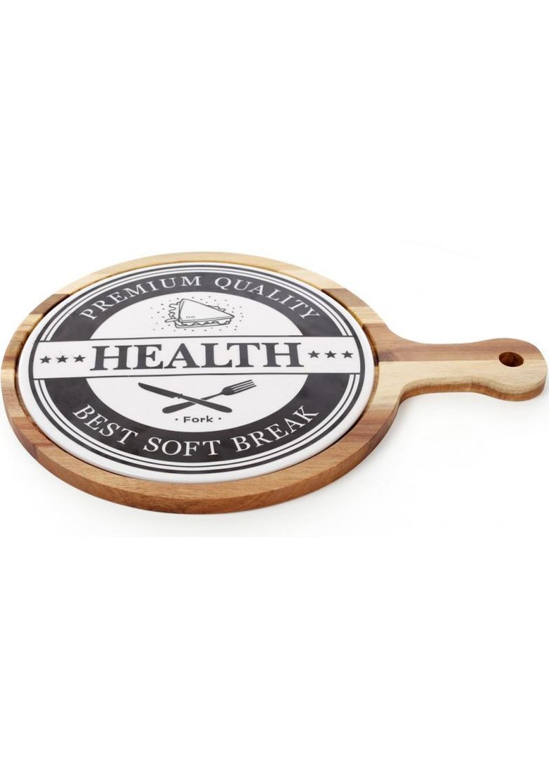 Деревянная сервировочная доска Naturel 38х27см с фарфоровой вставкой для подачи сыра и закусок Bona (368987280)