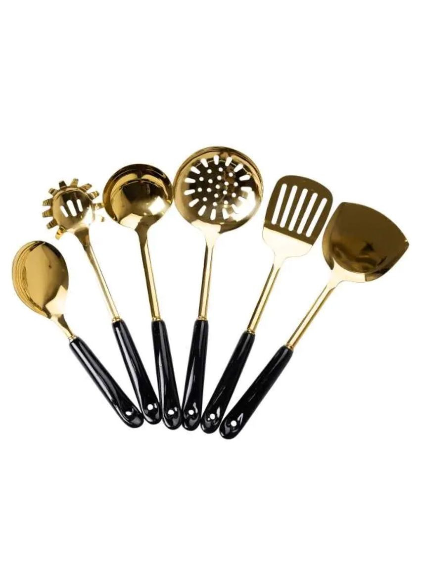 Набір кухонного приладдя на підставці 7 предметів кухонні аксесуари на підставці із золотом HP-20-66 Jooki (358705705)