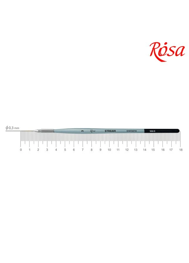 Кисть синтетическая круглая лайнер STREAM 123/3 № 3 короткая ручка ROSA Роса (386499755)