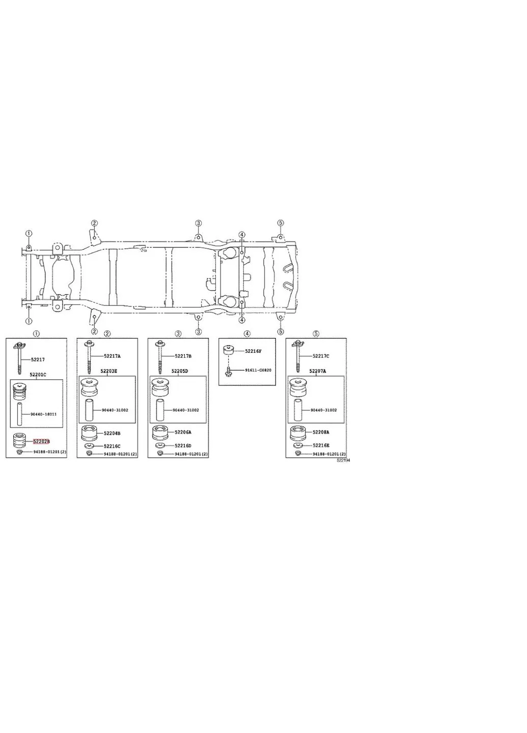 Подушка рамы №1, оригинал 52202-60080 LAND CRUISER PRADO, Ланд Крузер Прадо, Лексус GX Toyota (341323278)