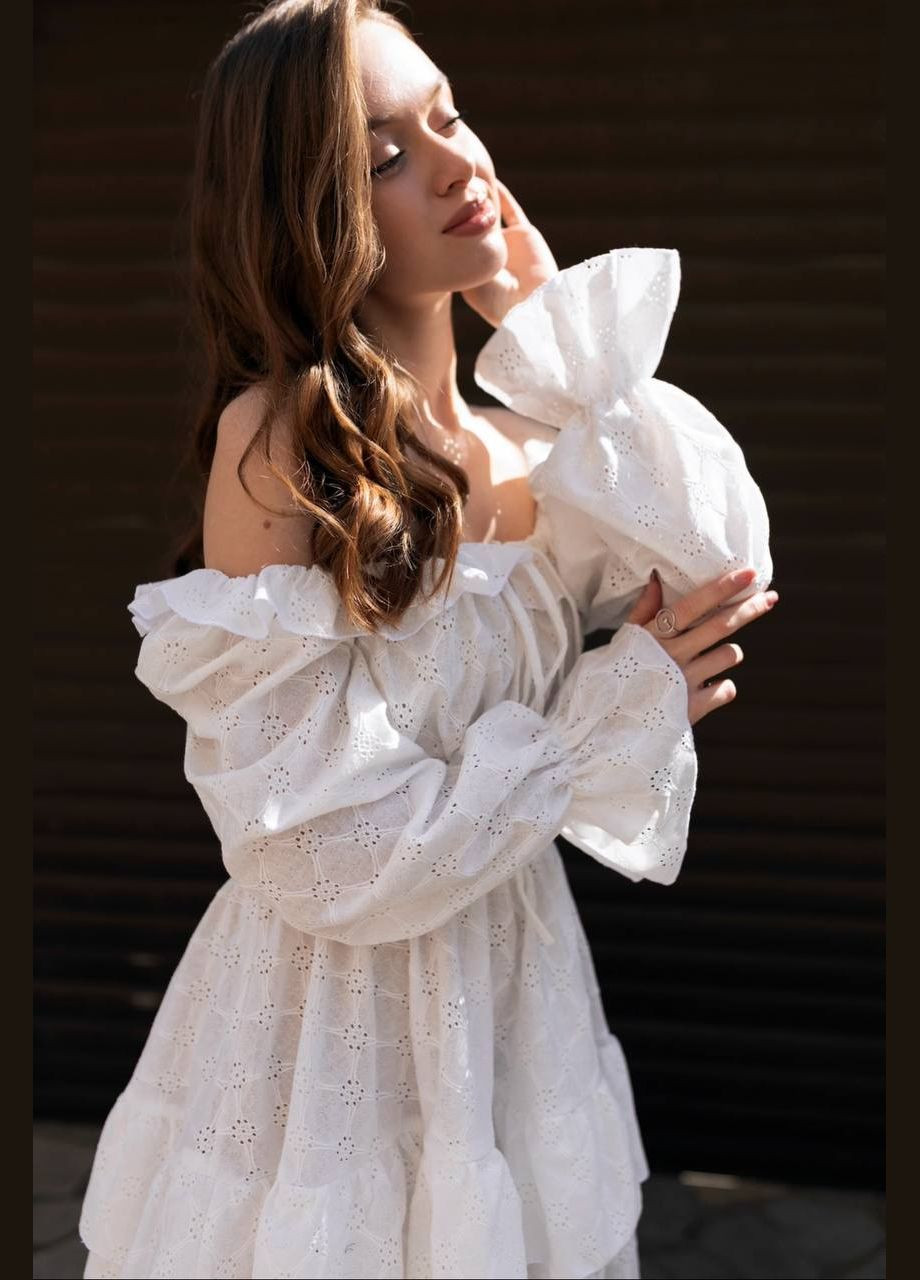 Молочное повседневный, вечернее, кэжуал женское платье клеш No Brand