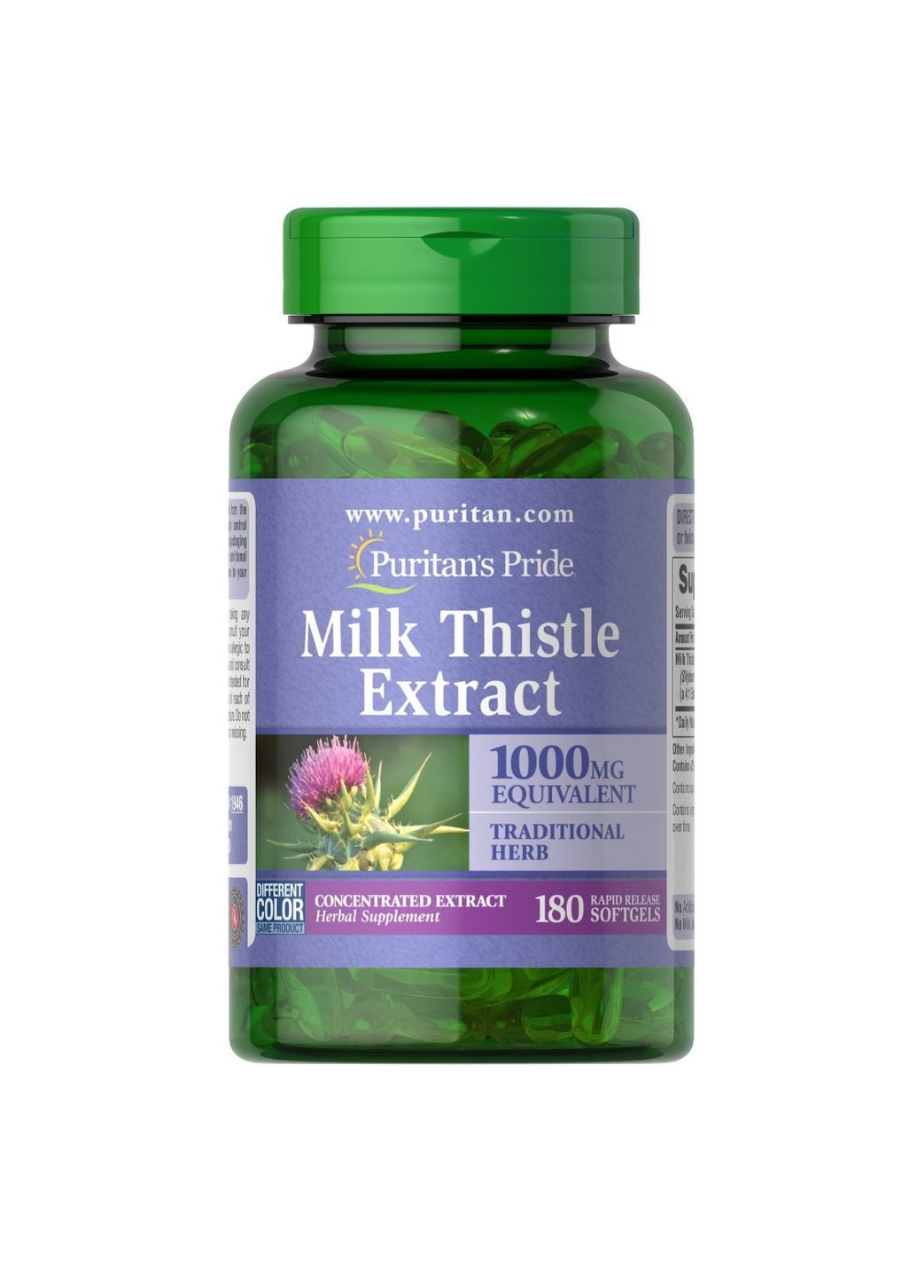 Натуральная добавка Milk Thistle 4:1 Extract 1000 mg, 180 капсул Puritans Pride (293338159)