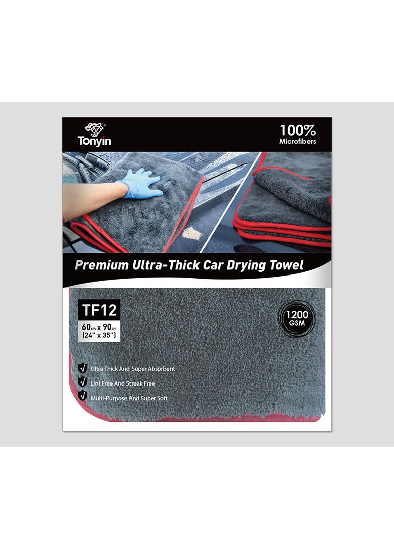 Рушник для сушки кузова авто Coral Velvet Cleaning & Drying Towel 60*90 cм 1200 г/м Tonyin (368376081)