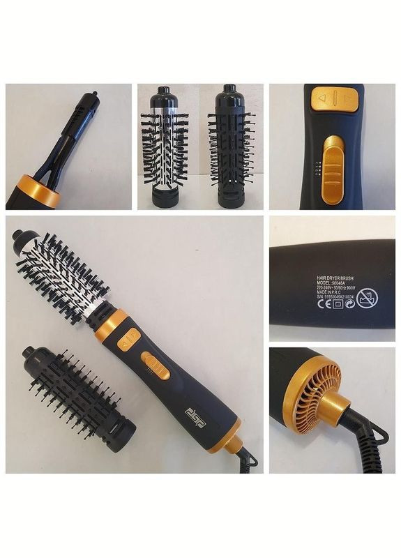 Професійний фен для укладання волосся з насадками 3 температурних режими 2 швидкості тепле/холодне повітря 900 Вт 50046 Black DSP (306716777)