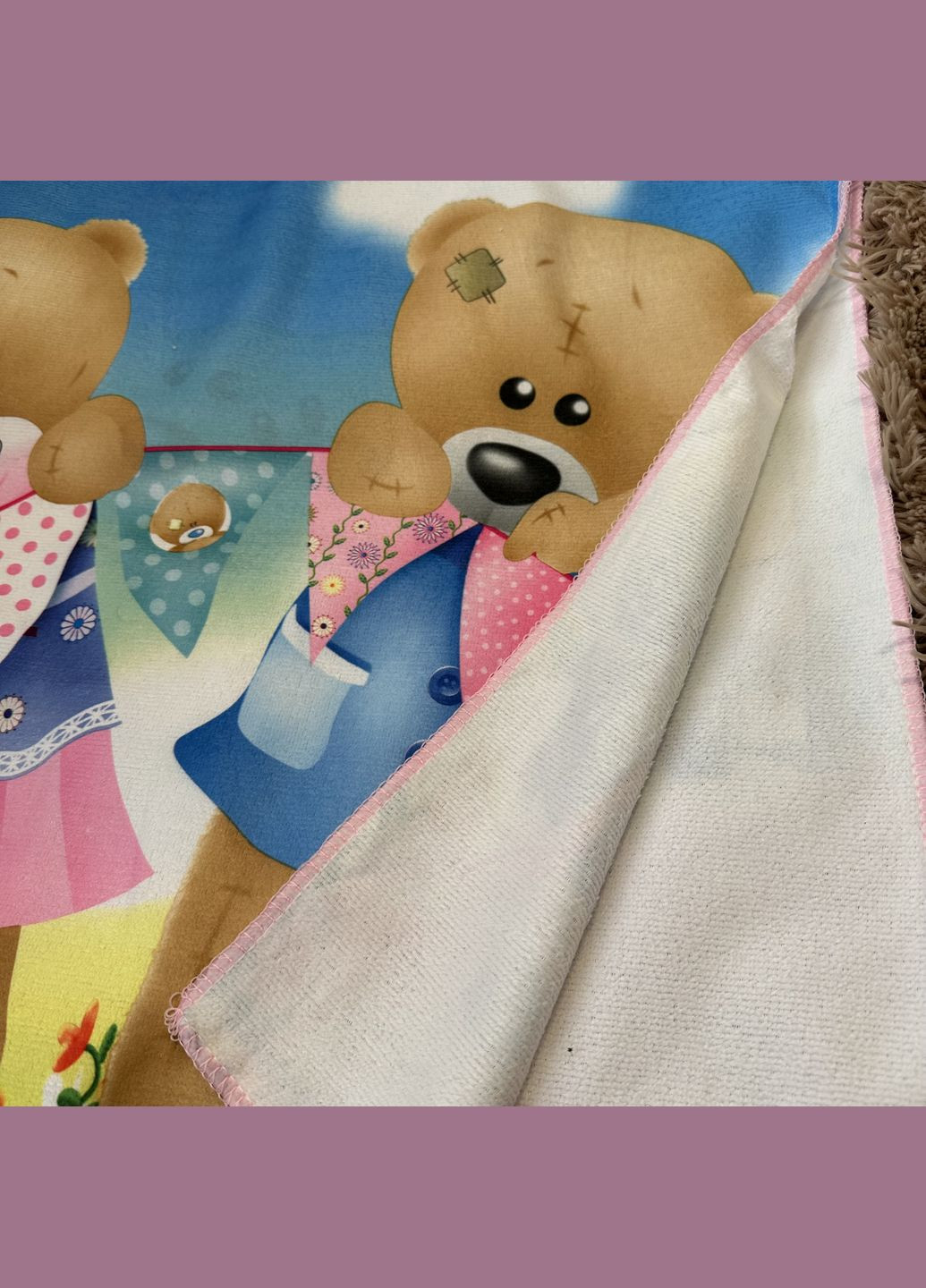 Пончо рушник для дітей блакитного кольору з малюнком. Дитячий рушник-пончо з капюшоном. No Brand (345064734)