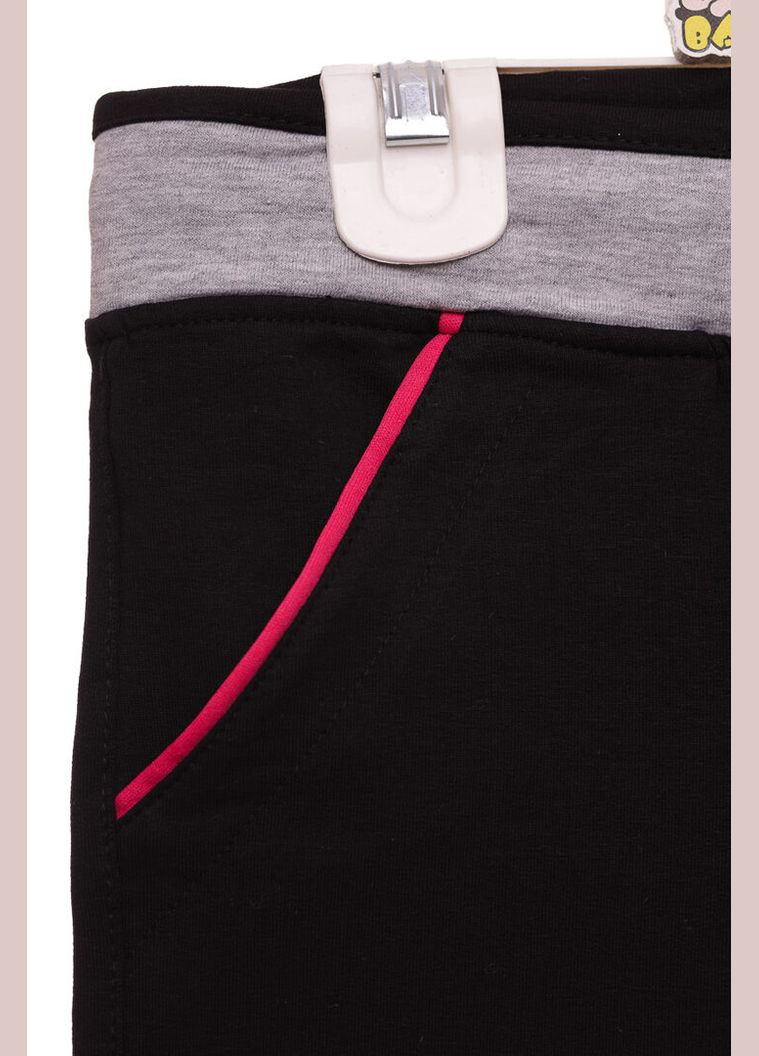 Черные летние зауженные штаны для девочки трикотажные с сердечком черный 116 см (37405) BABYKROHA