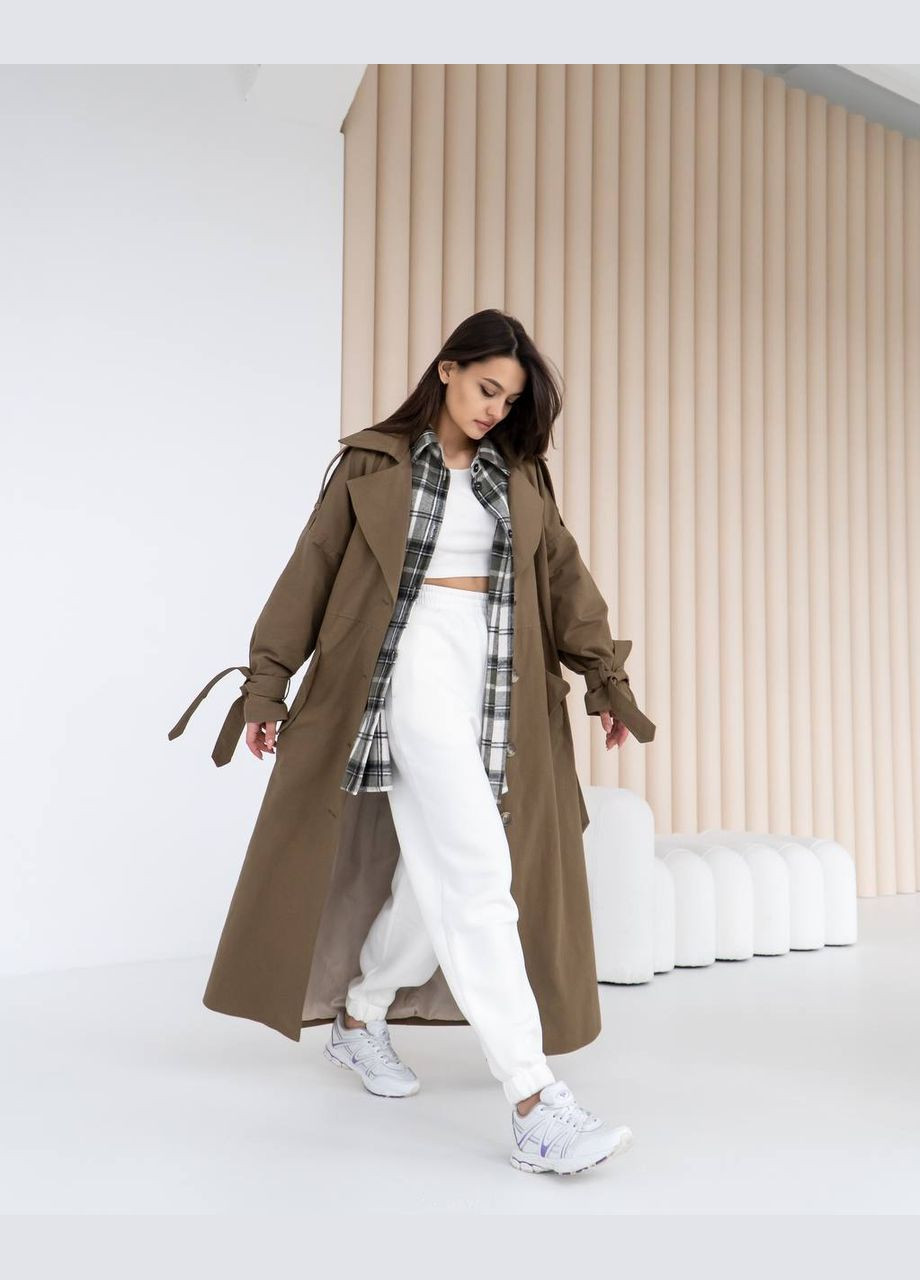 Котоновий тренч максі на підкладці Україна тренчкот на гудзиках демісезон (327880217)