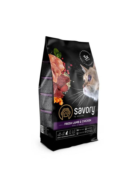 Fresh Lamb & Сhicken - Сухой корм с мясом ягненка и курицы для кастрированных котов 400 г (4820232630105) Savory (327062152)