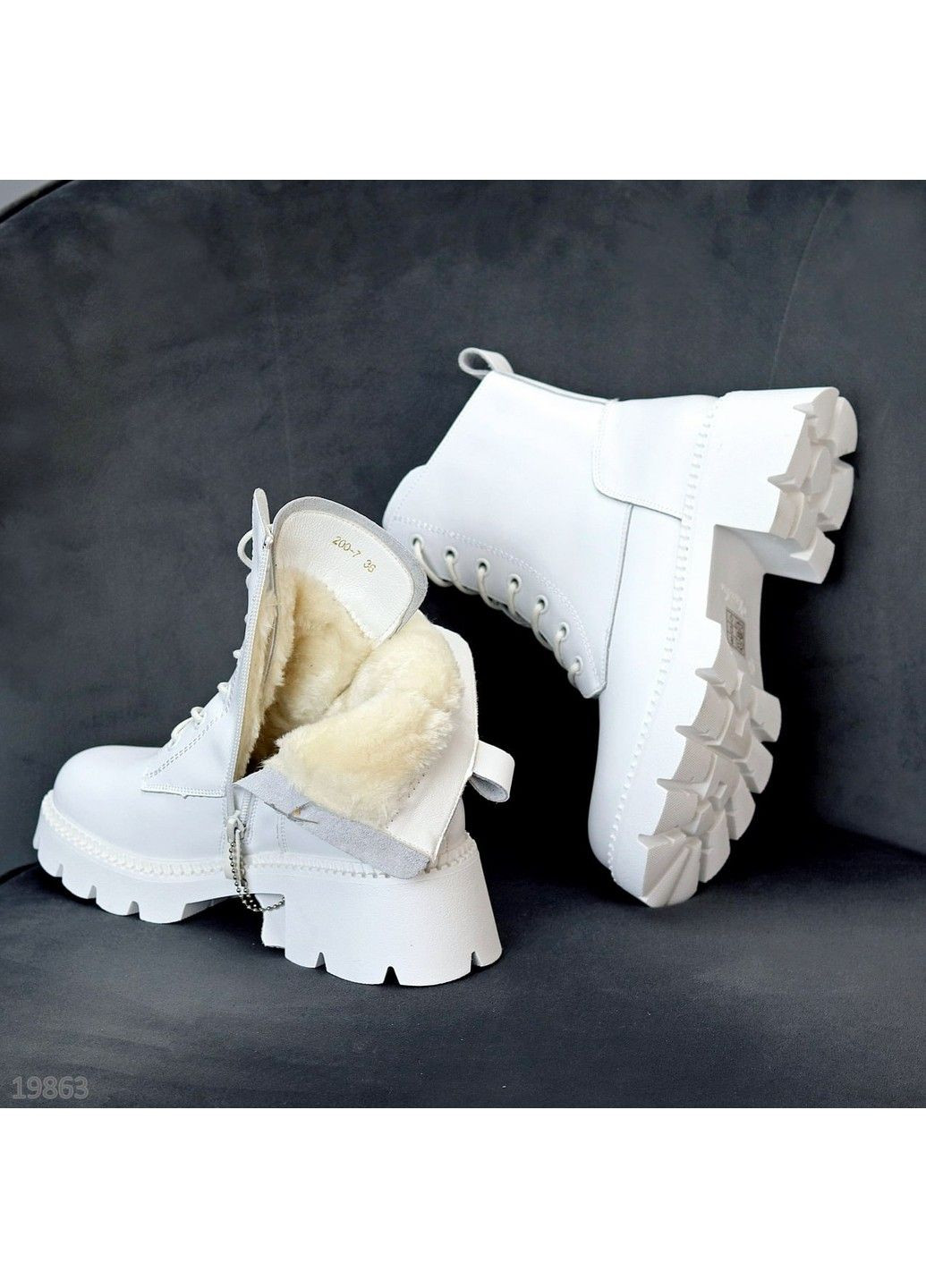 Зимние 133 ботинки зимние белые кожаные KDSL