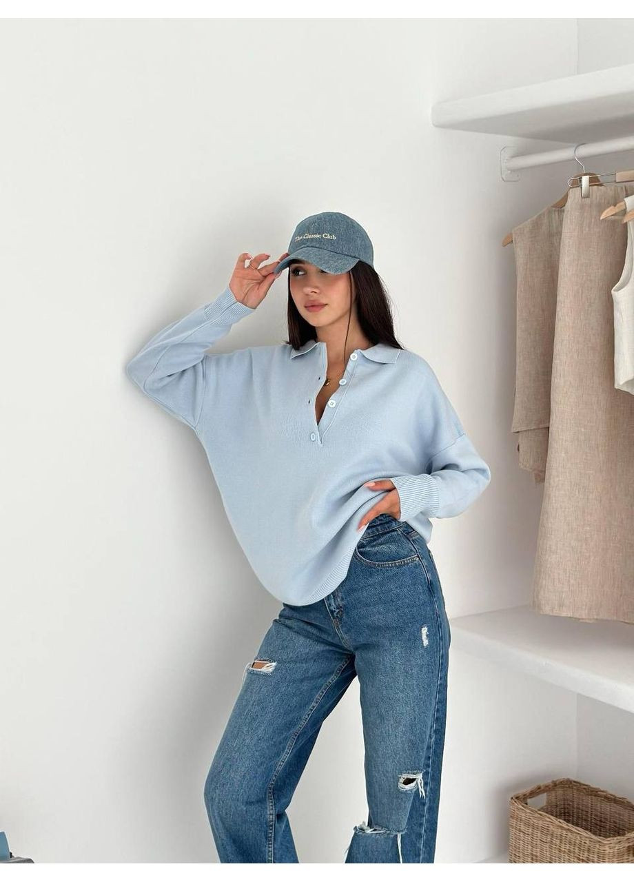 Блакитний демісезонний светр жіночий Гермес