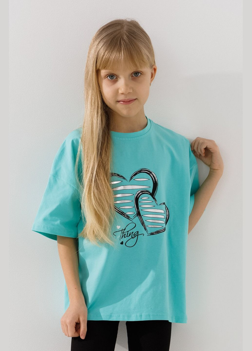 Мятная летняя футболка с принтом для девочки 16568 116 см мятный shop (2000990924421) Baby Show