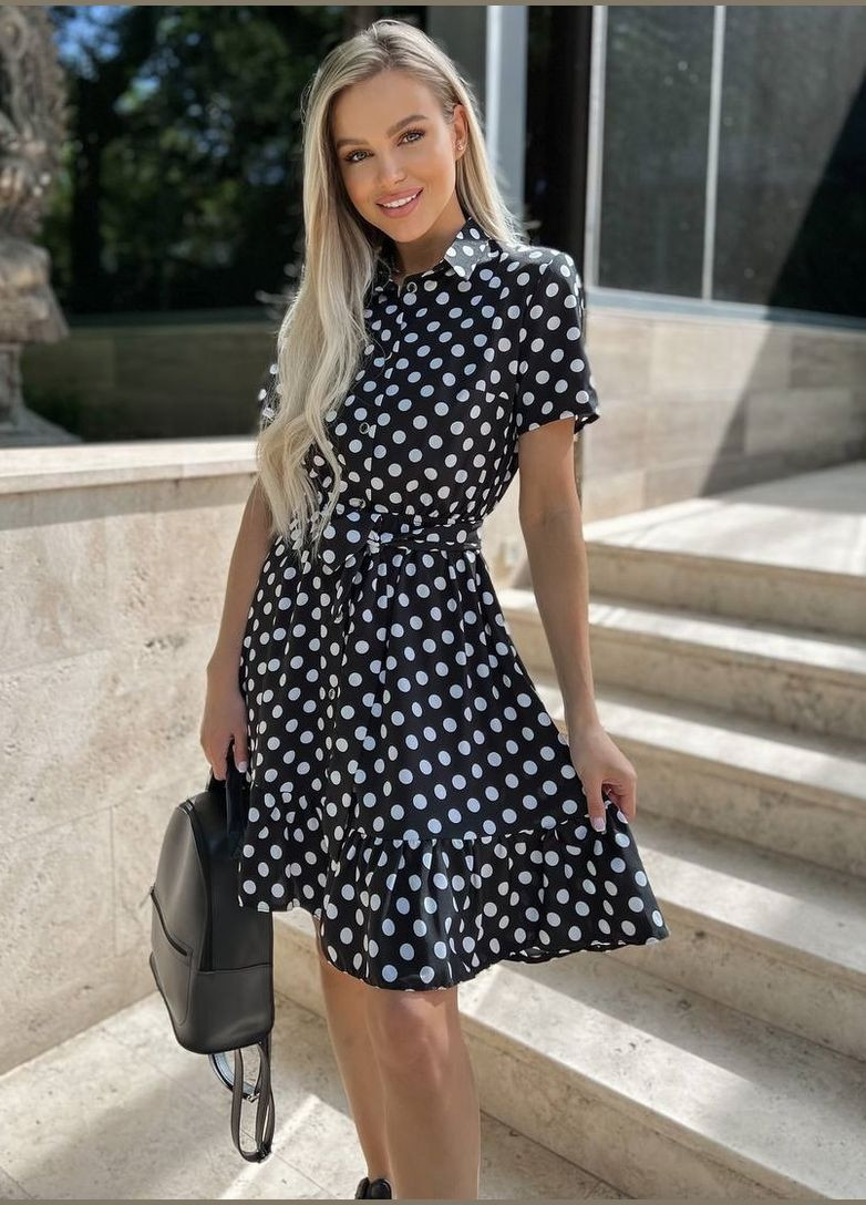 Черно-белое платье весна/лето ткань софт No Brand