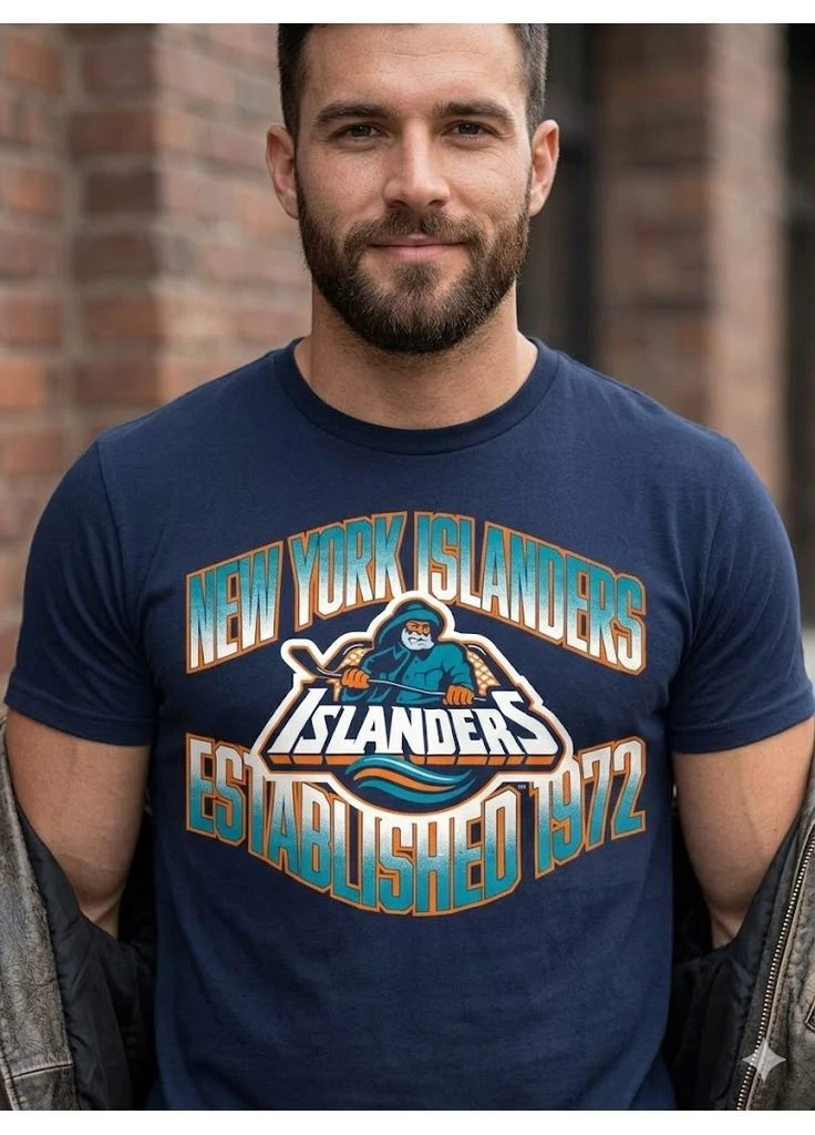 Синя чоловіча синя футболка з логотипом new york islanders adidas