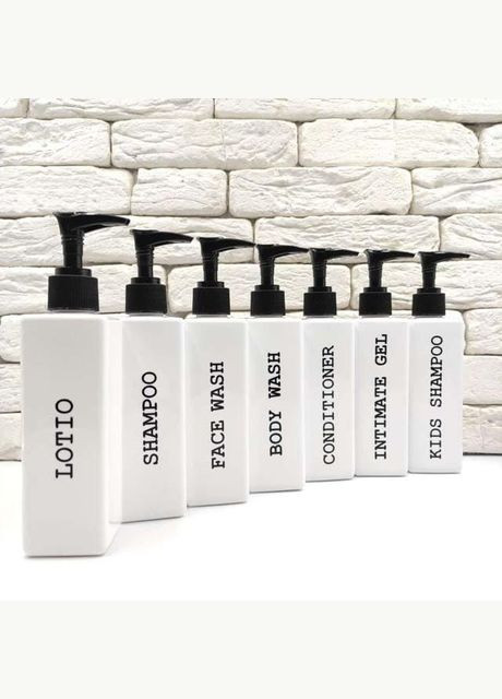 Набір дозаторів для ванної 250 мл "Орфей" білий пластик (7 шт) англ. No Brand (298794555)