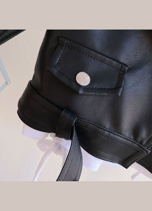 Черная демисезонная куртка-косуха с ремнём косуха BabyStyle