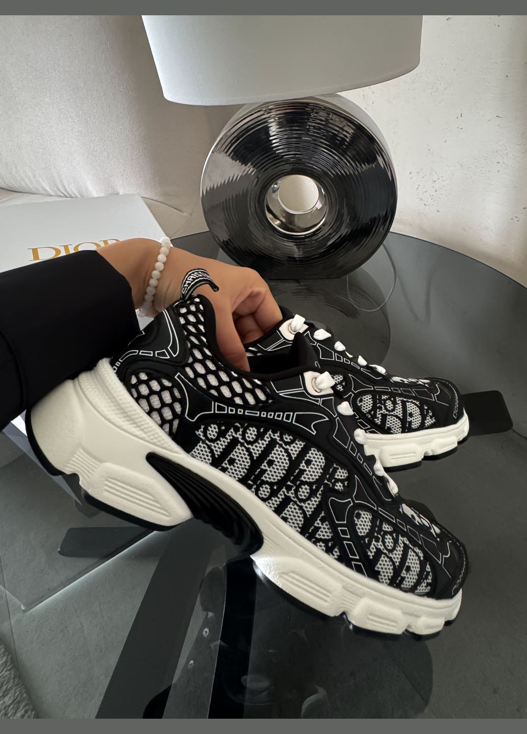 Кросівки жіночі Dior Chrono Sneaker Black Grey | Діор Хроно Сніке чорні No Brand чорні демісезони (347223378)