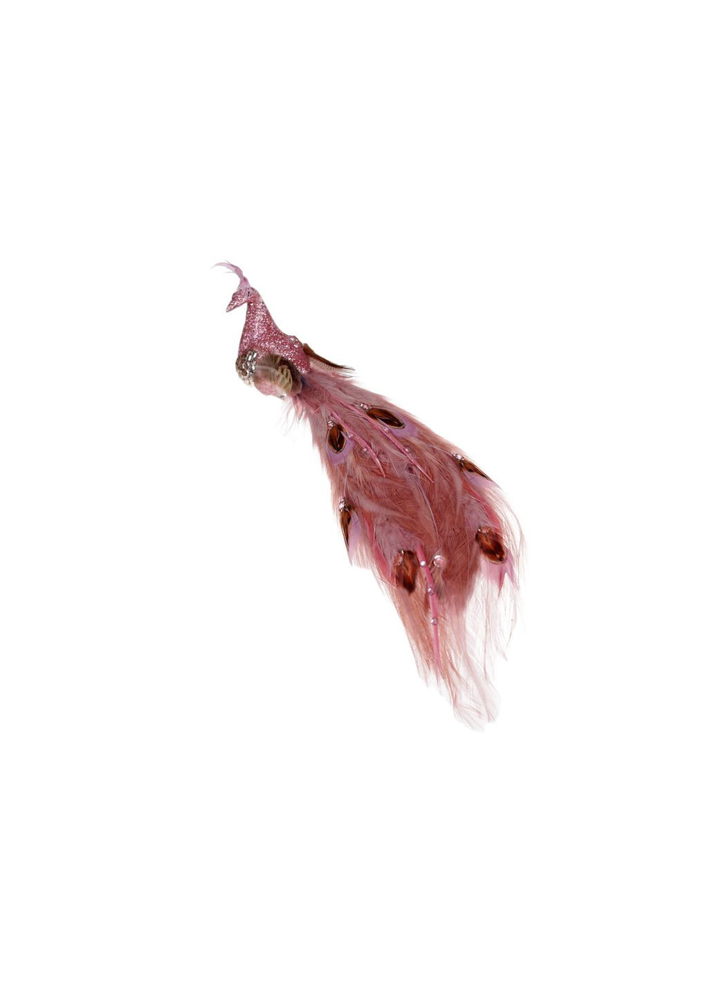 Декоративный павлин на клипсе 27см, цвет - темно-розовый. BonaDi (292254733)