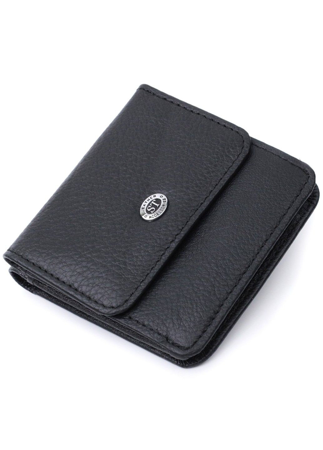 Компактный женский кошелек с карманом для монет из натуральной кожи 22690 Черный st leather (298111830)