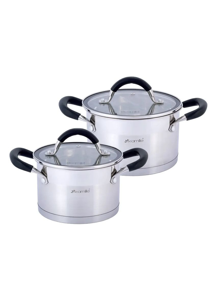 Набор кастрюль из нержавеющей стали 4 предмета для индукции и газа (2.0л, 2.7л) KM- hjk Kamille 5751 (360880120)
