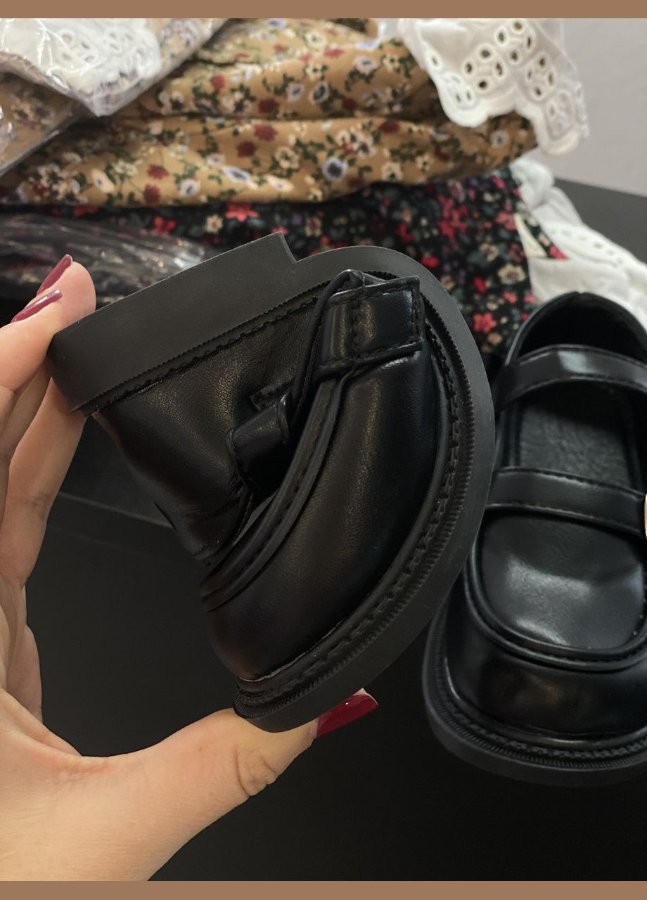 Туфлі дитячі лофери для дівчинки Чорні (розмір 35) No Brand (340689775)