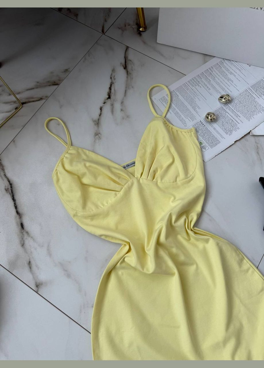 Жовтий повсякденний, кежуал, коктейльна, вечірня жіноча сукня силуетна FINO Mode