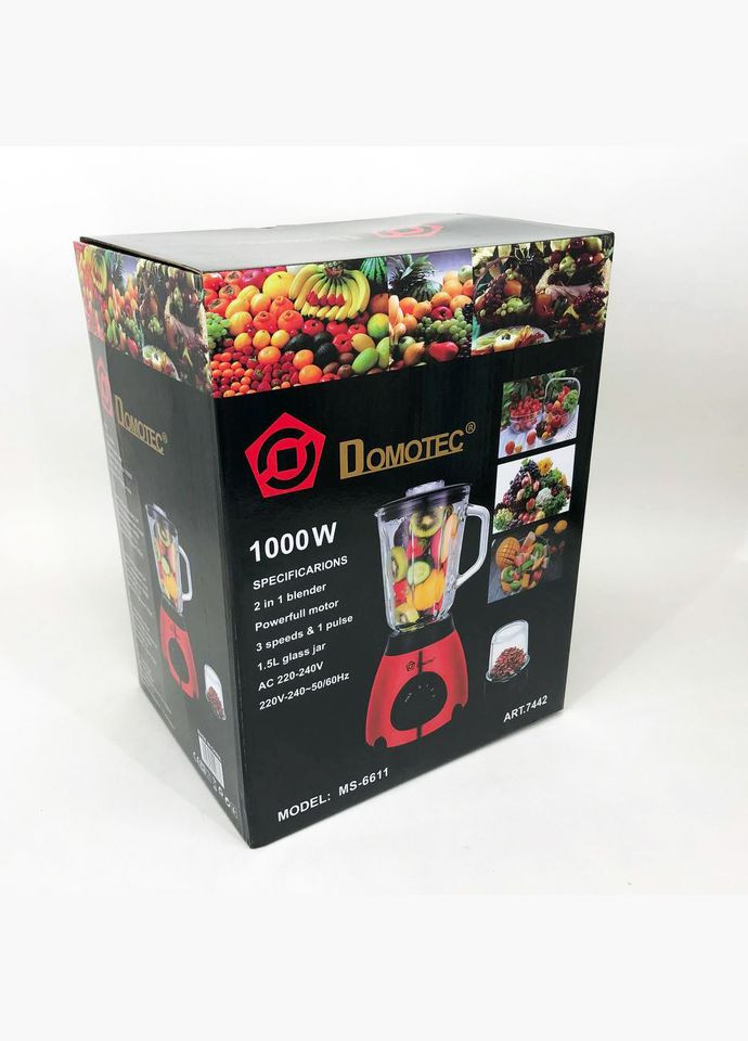 Блендер стационарный с кофемолкой MS-6611 1000 Вт, Блендер для детского пюре, Блендер для дома Domotec (364665567)