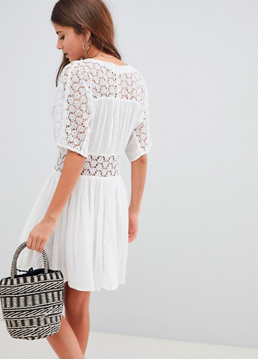 Белое кэжуал, пляжное, повседневный белое мини платье Asos однотонное