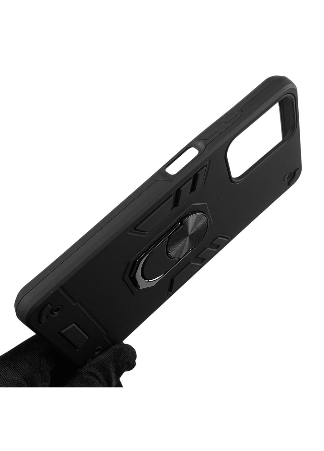 Чехол для телефона Moto G04 (XT2421-2) бронированный с кольцом-держателем на моторола г04 чёрный Motorola (366231272)