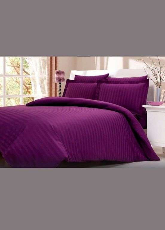 Комплекты постельного белья евро 200x220 см хлопковая сатин страйп в полоску однотонная Бежевый No Brand (327890395)