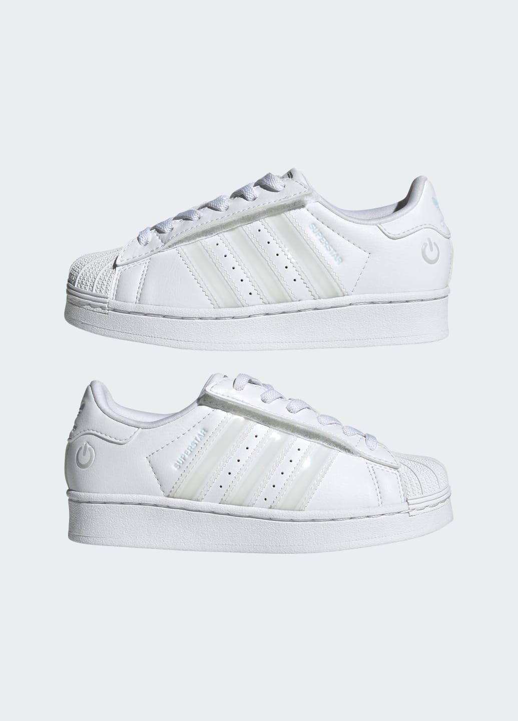 Білі всесезонні кросівки superstar led lights comfort closure elastic lace kids adidas