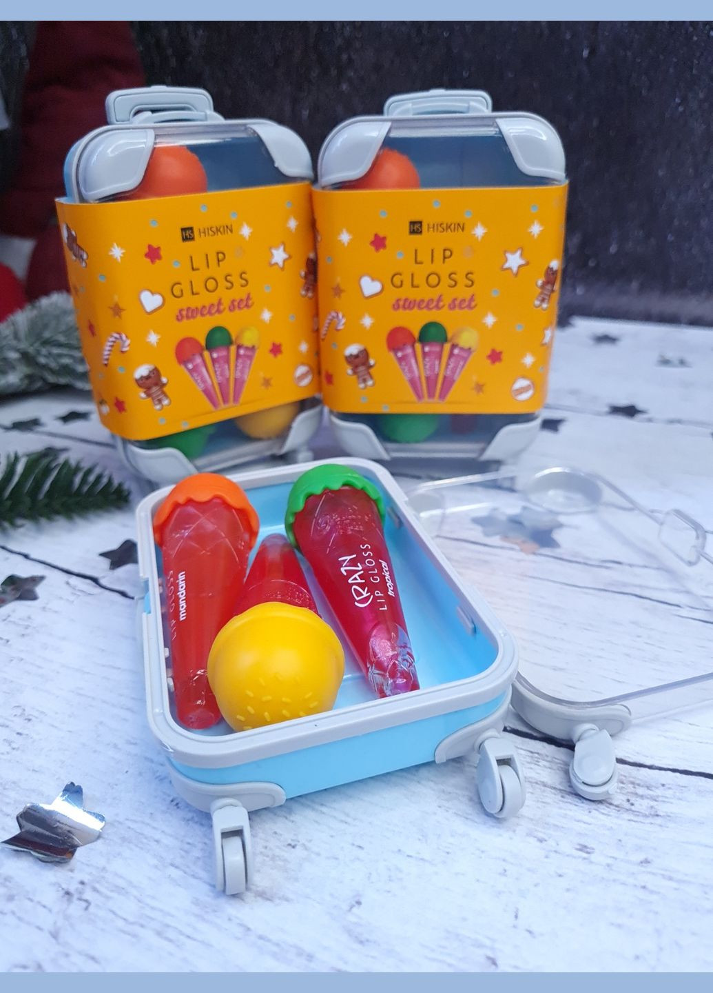Набор подарочный блески-мороженко для губ в чемоданчике Lip Gloss Sweet Set 3 продукта HiSkin (291876476)