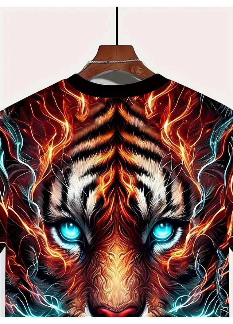 Комбинированная футболка мужская 3d-принт тигр термо дышащая m 50 luxaurum324 No Brand