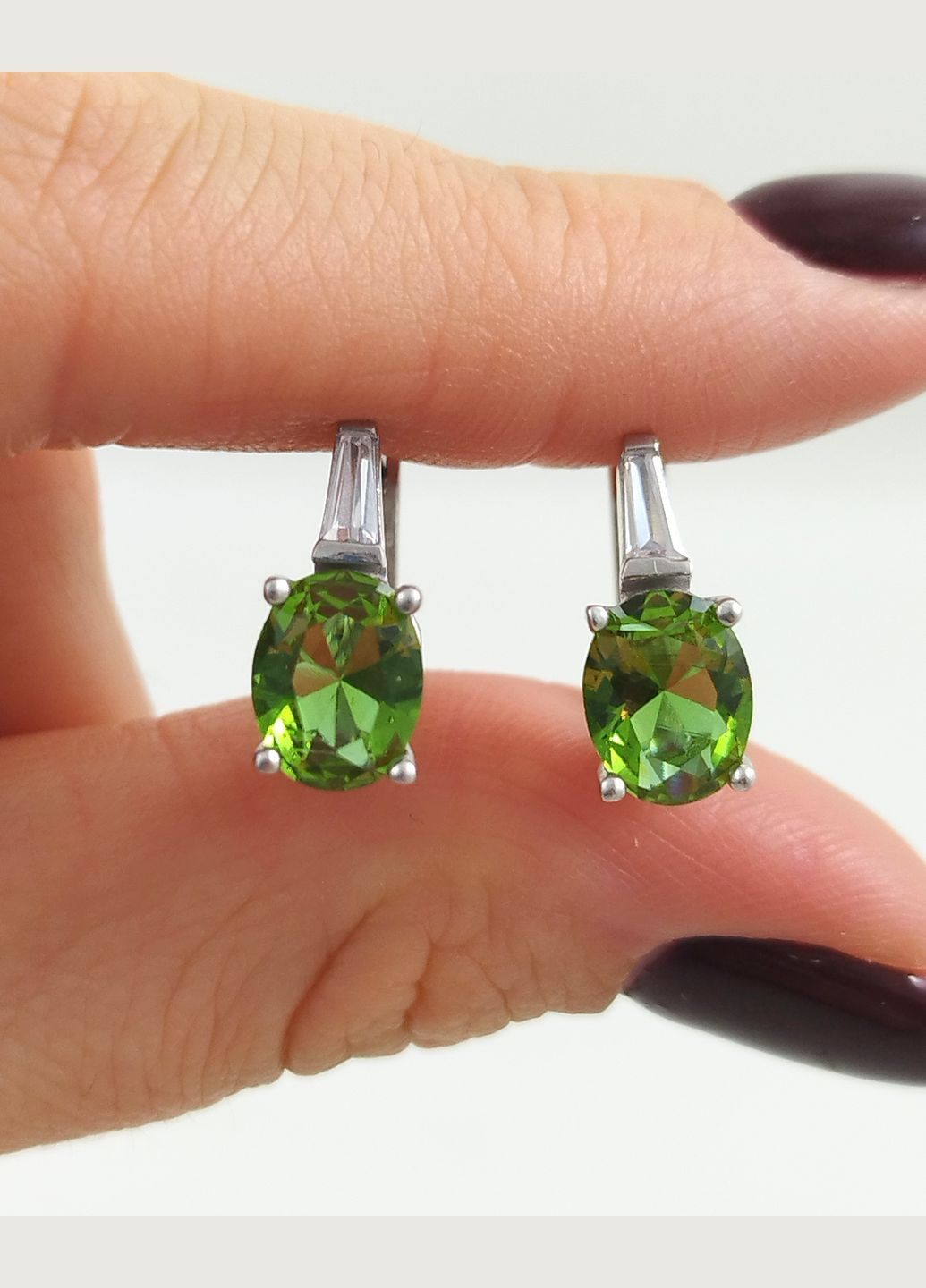 Сережки срібні з султанітом С1004-слт No Brand Сережки (342116268)