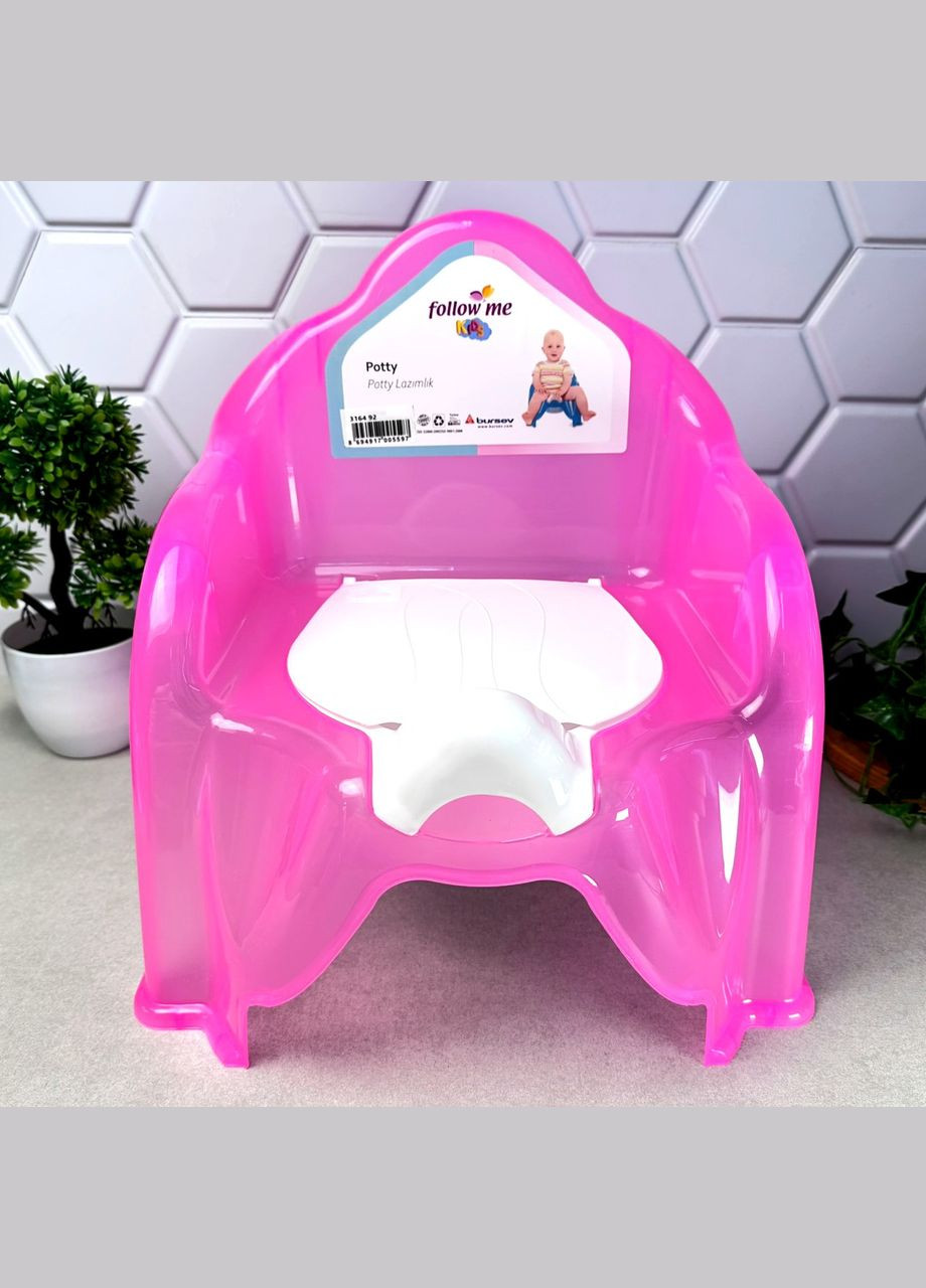 Дитячий горщик-стільчик Рожевий Прозорий Follow me Bursev Plastik (319848007)