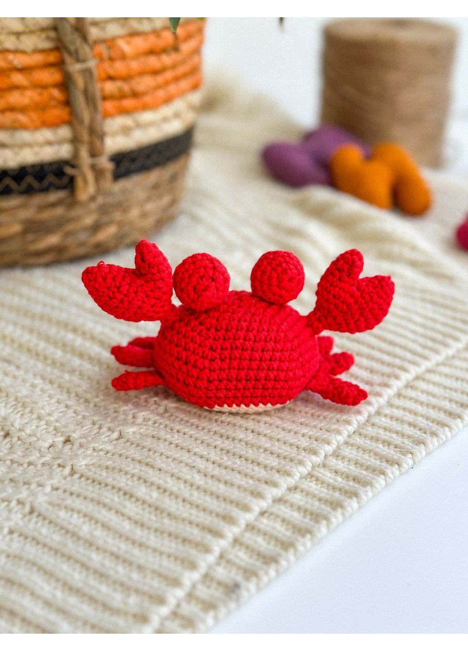 Амигуруми краб – вязаная игрушка ручной работы 13×7 см No Brand (352474114)