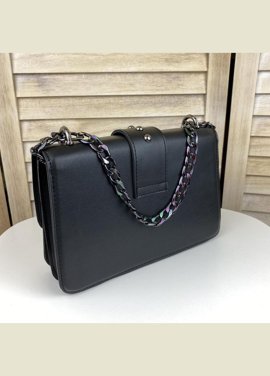 Жіноча міні сумочка клатч на плече в стилі Pinko, молочна сумка на ланцюжку з пташками пінко Чорний No Brand (334729954)