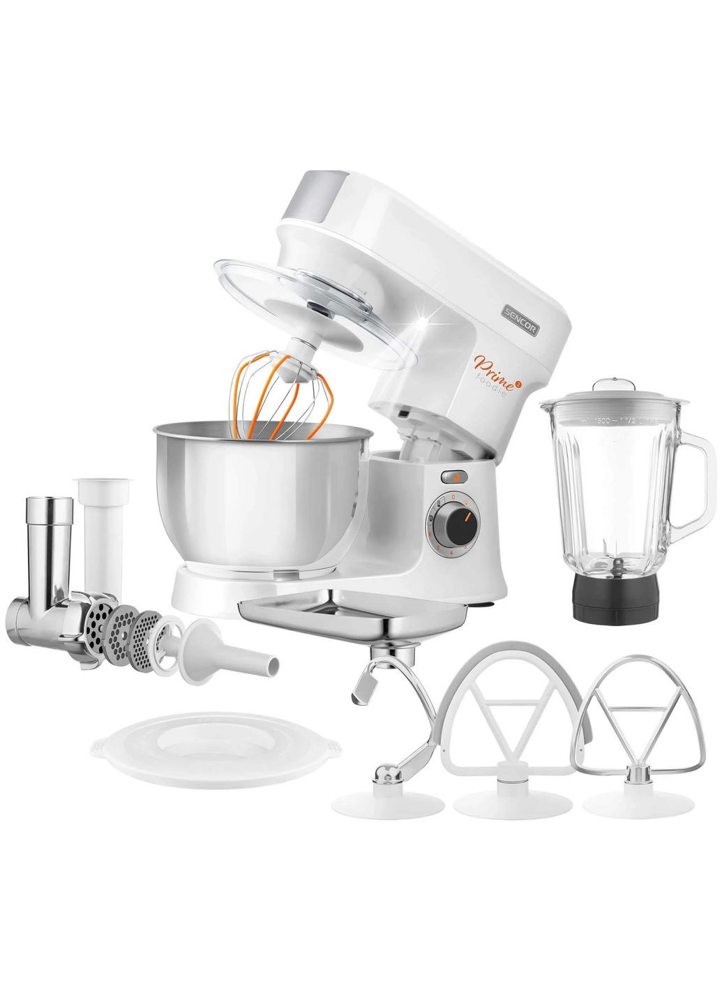 Кухонная машина 1000Вт, чаша-металл, корпус-пластик, насадок-12, белый Sencor (342113953)