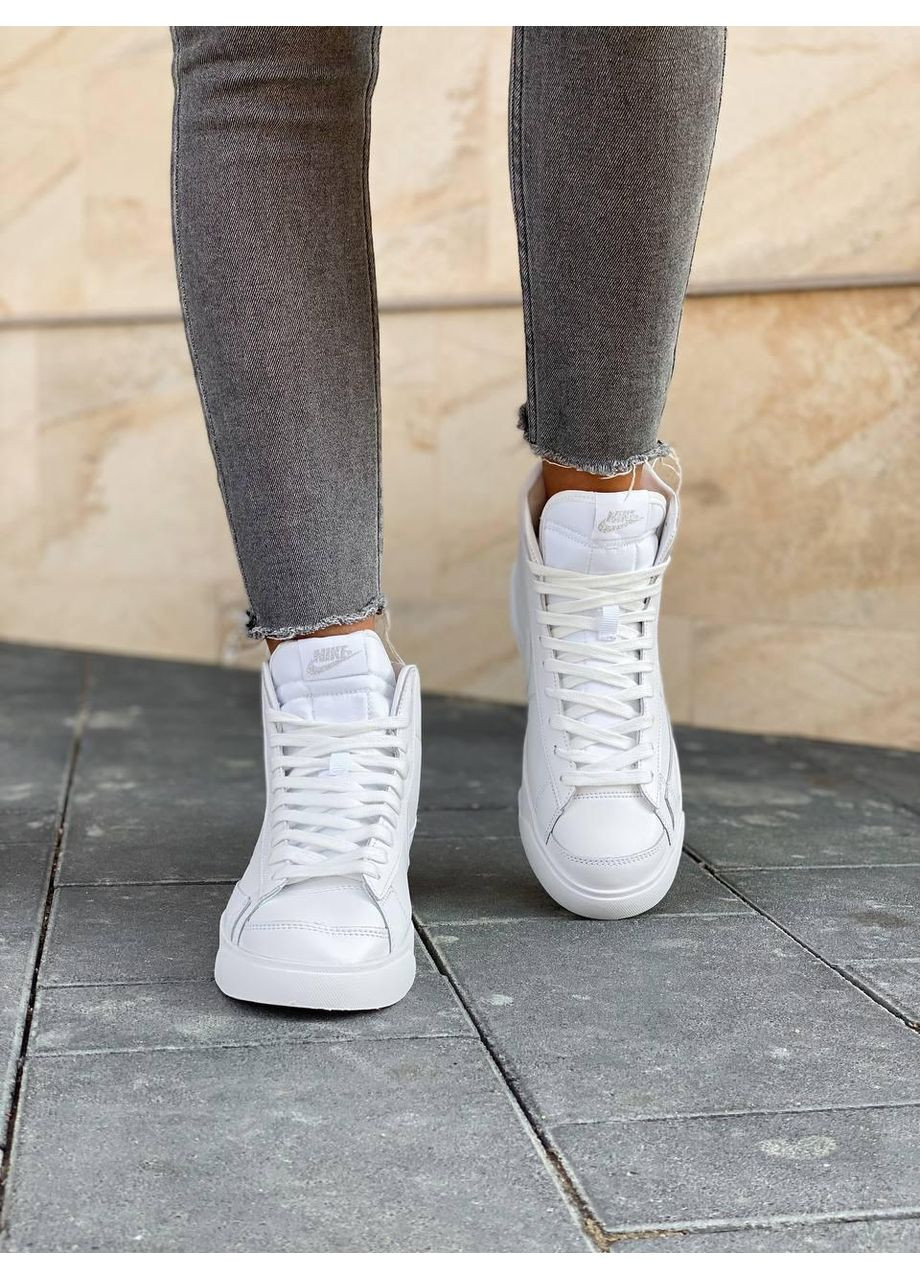 КРОССОВКИ ЖЕНСКИЕ NIKE BLAZER WHITE REFLECTIVE НАЙК БЛЕЙЗЕР No Brand белые демисезоны (368867378)