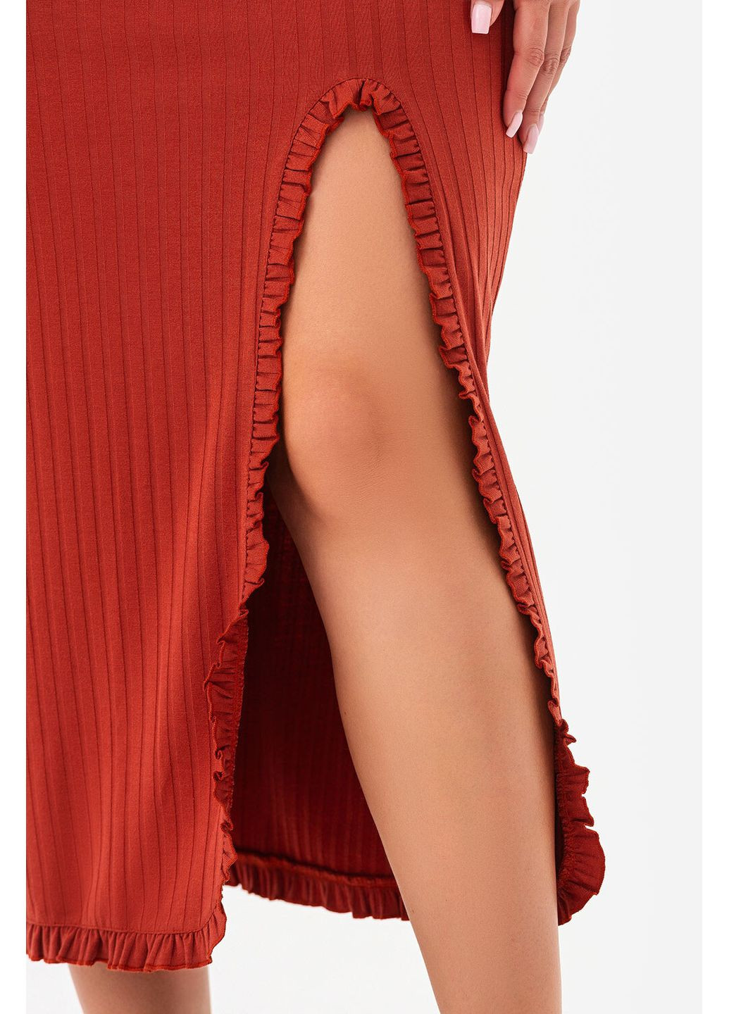 Оранжевая однотонная юбка ruffle терракотовая Garne